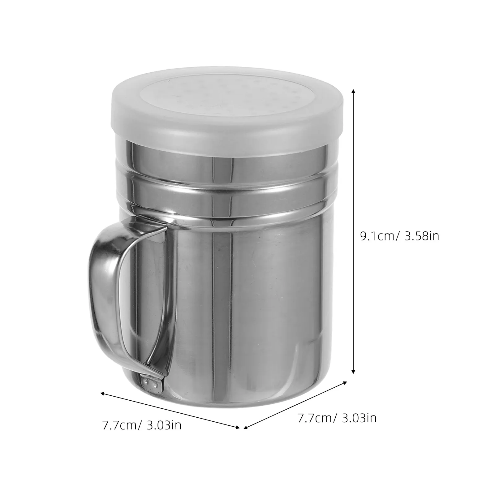 2Pcs Stainless Steel Flour Shaker Sifter Dredge Shaker with Lid Ergonomic Handle Kitchen Seasoning Dispenser Powdered Sugar
