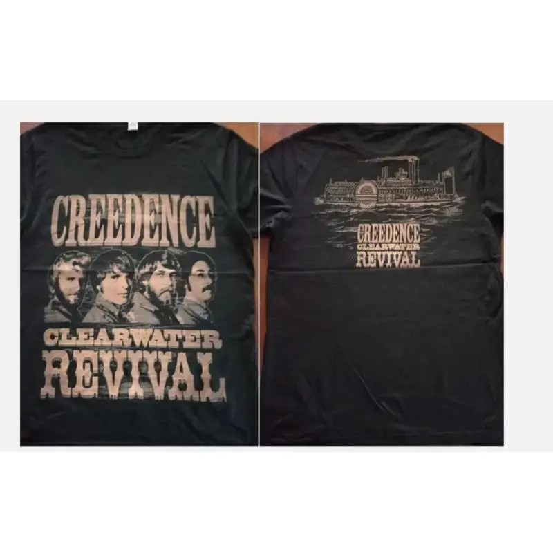 Creedence Clearwater Revival - Music 2 side Black T shirt Vtg S-5XL