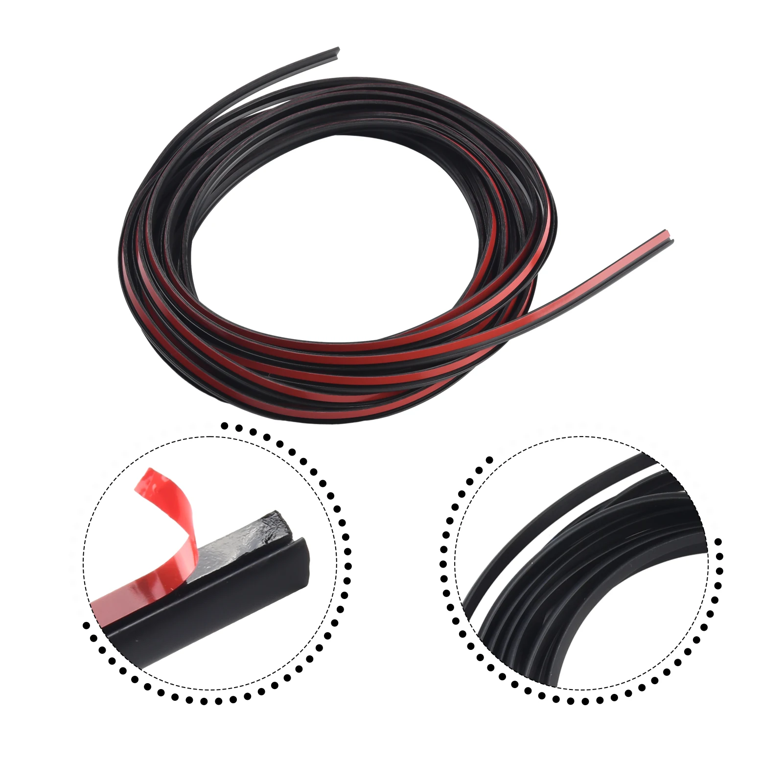 Automotive T-Type Sealing Strip EPDM Rubber 5 Meter Length for Bumper Lip Side Skirt For Edge Trim Wind and Water Protection