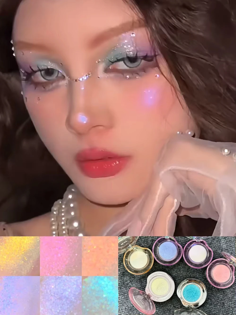 RMT High Gloss Chameleon Highlight Viola opaco Polvere fine Crema Fard Lucido Viso Schiarente Piastra integrata Trucco ROMATICO