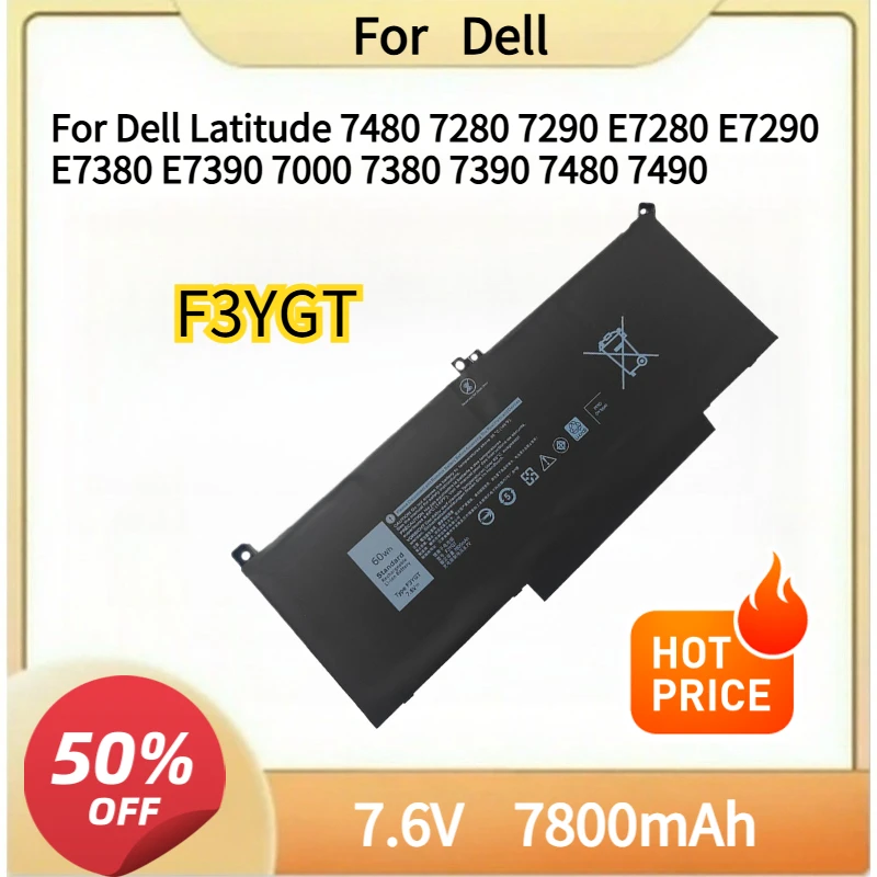 

New Battery F3YGT For Dell Latitude 7480 7280 7290 E7280 E7290 E7380 E7390 7000 7380 7390 7480 7490