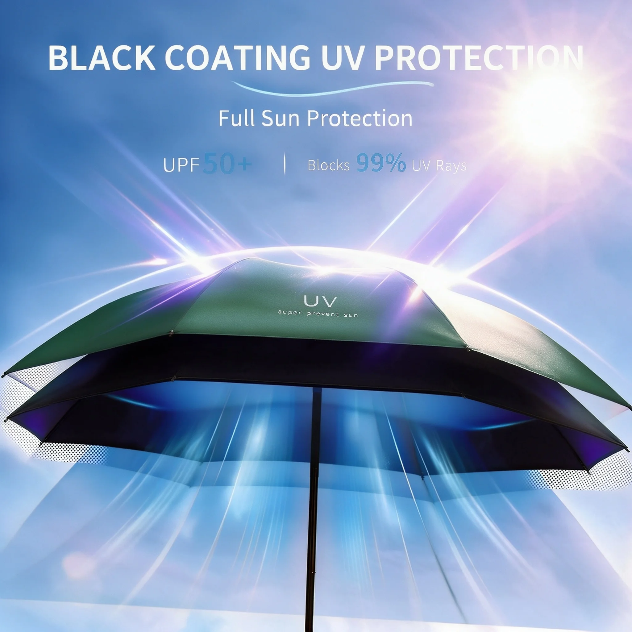 Canopy Moon Rain Umbrella Windproof Strong Folding Portable Compact for Men Women Daily Use, 8-Rib, 3‑Fold, Manual