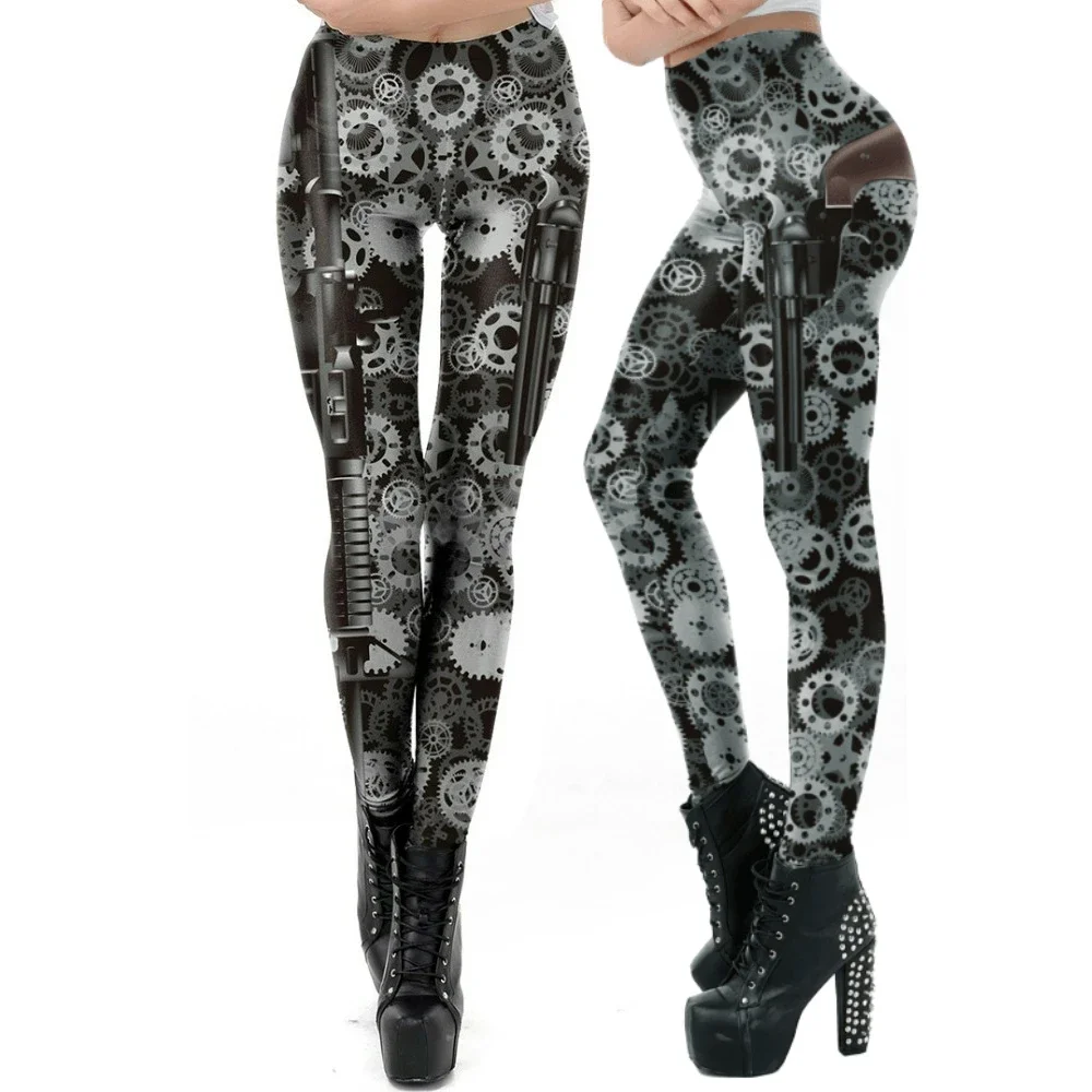 Teanoon New Mechanical 3D Digital Printing Yoga Sports Bottoms Tight Thin Small Feet Women's Pants Gothic Sexy Seamless Leggings