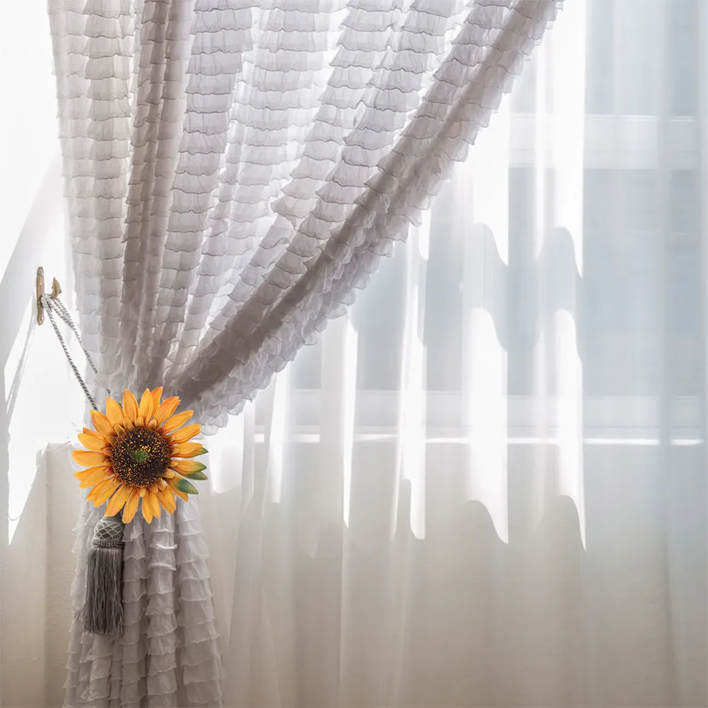 Sunflower Curtain Clip No Drill Drape Holder Clamp Tieback Flower Buckle Clip Curtain Holdback Accessory Drapery Tieback Clamps