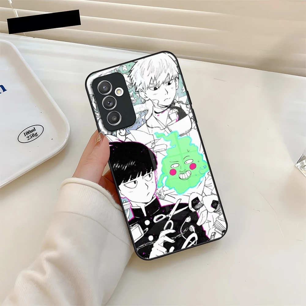 Mob Psycho 100 Phone Case Glass For Samsung Galaxy S20 S24 S21 S22 S23 Ultra Fe Plus A34 A54 A16 A24 A52 A53 M54 Cover