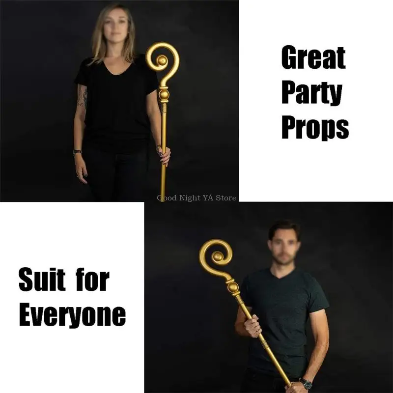 Golden Wizard Staff Durable Plastic Fantasy Role Playing Accessory For Themed Event Stage Performances