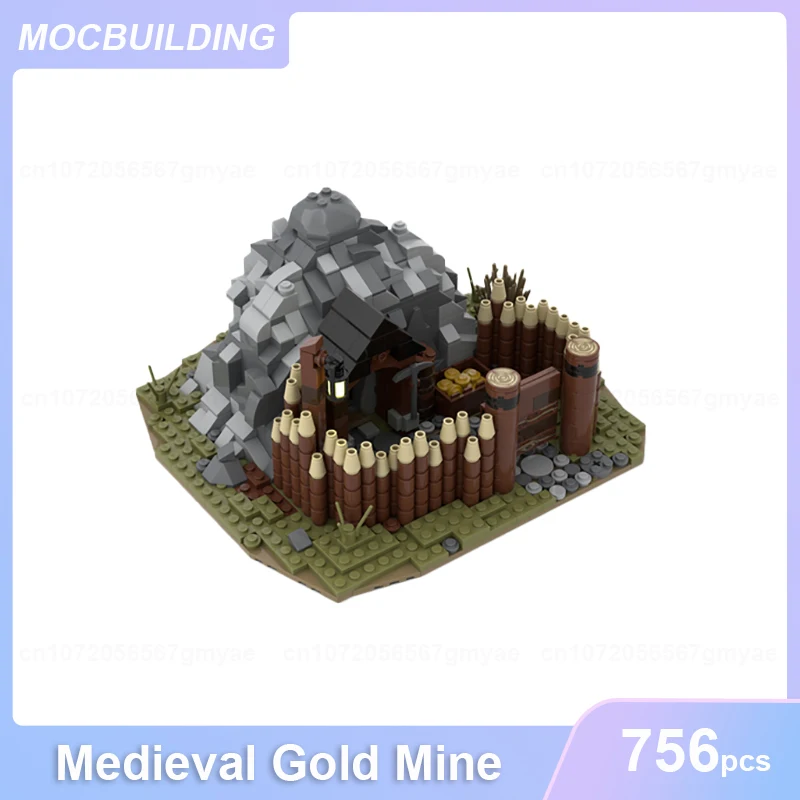 Miniera d'oro medievale modello MOC Building Blocks fai da te assemblare mattoni castello architettura serie giocattoli educativi di natale regali 756 pezzi