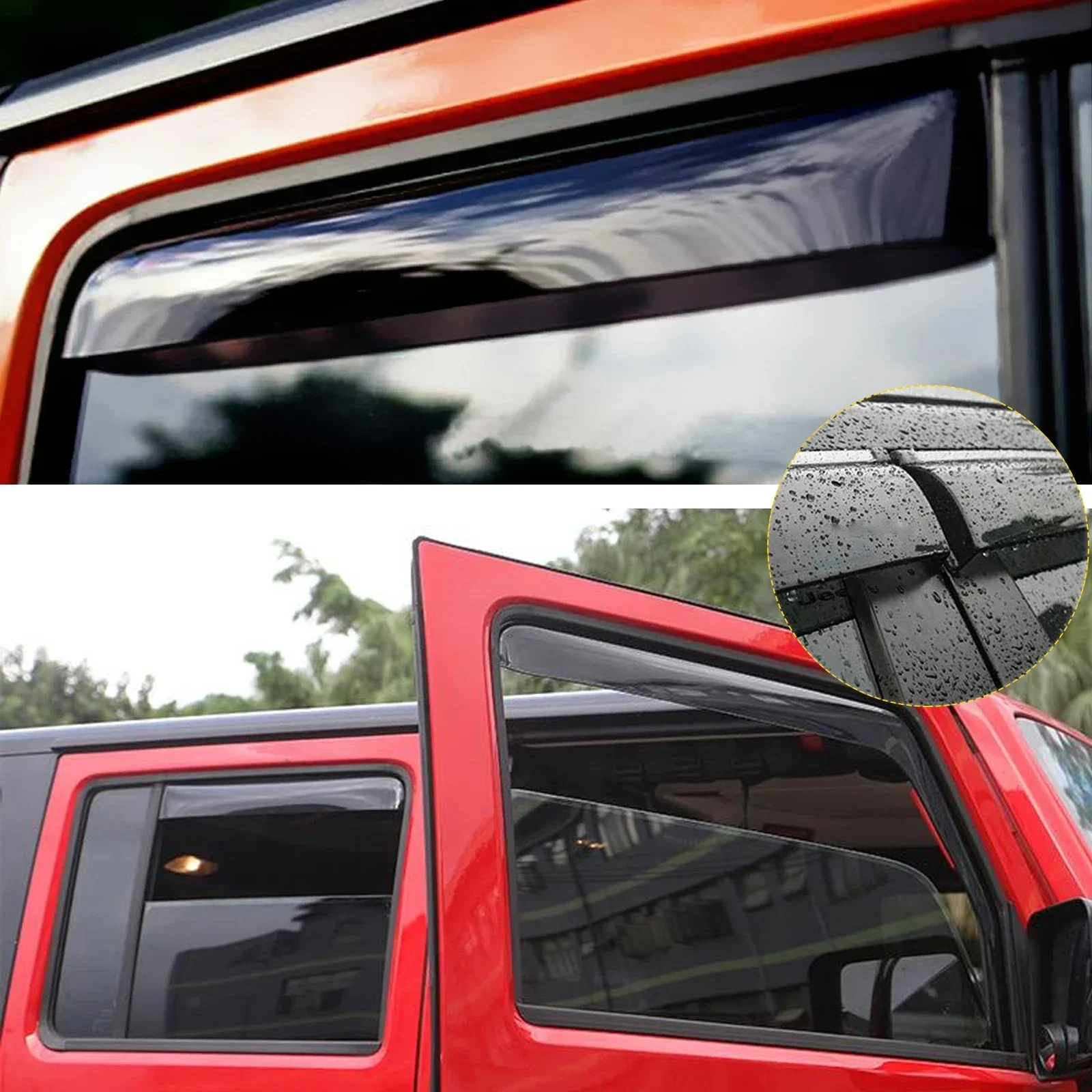 Car Side Window Wind Deflectors Vent Visors Sun Wind Rain Shield 4 Door For Jeep Wrangler JL 2018+  JL1047  LantSun