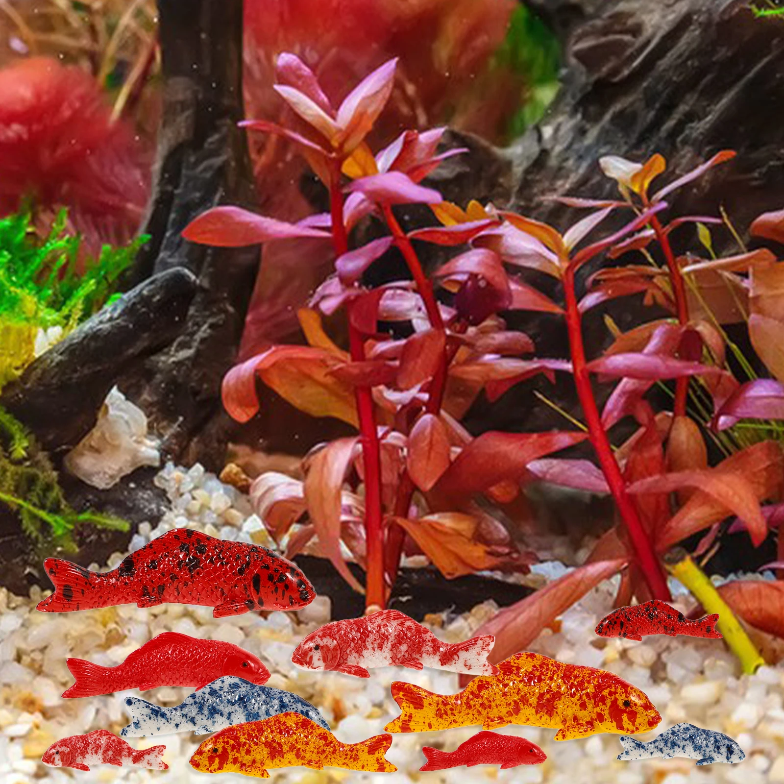 

15pcs Koi Decorations Realistic Resin Fish Figurines Fish Decorations For Office Miniature Animal Tank Home Office Decor
