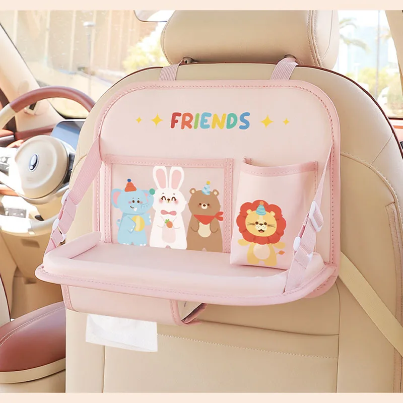 Cartoon Car Seat Back Organizer Foldable Table Tray Holder Travel For Children Auto Backseat Hanging Feeder Bottle Storage Bag - Image 4