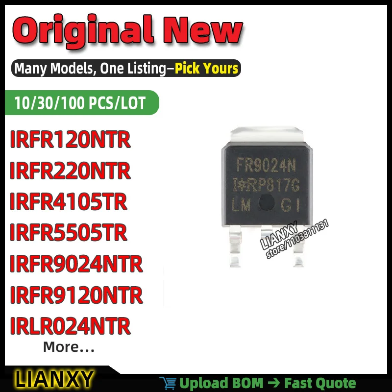 IRFR120NTR IRFR9024NTR IRFR220NTR IRLR024NTR IRFR5505TR IRFR9120NTR IRFR4105TR IRFR7546TR TO-252-3 N-CHANNEL MOSFET New Original