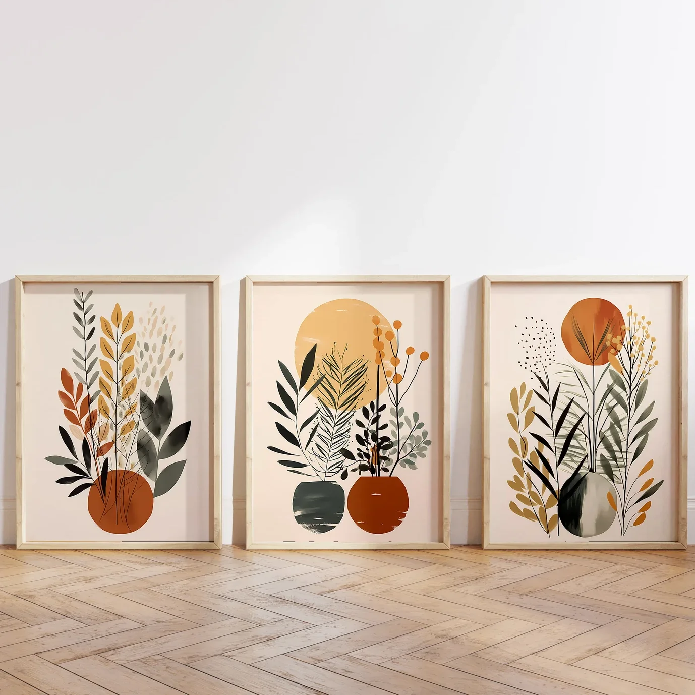 3PCS  Frameless,3PCS  Boho Abstract Wall Art Prints  Boho Wall Decor  Scandi  Mid Century Art Poster  Canvas Painting for Room D