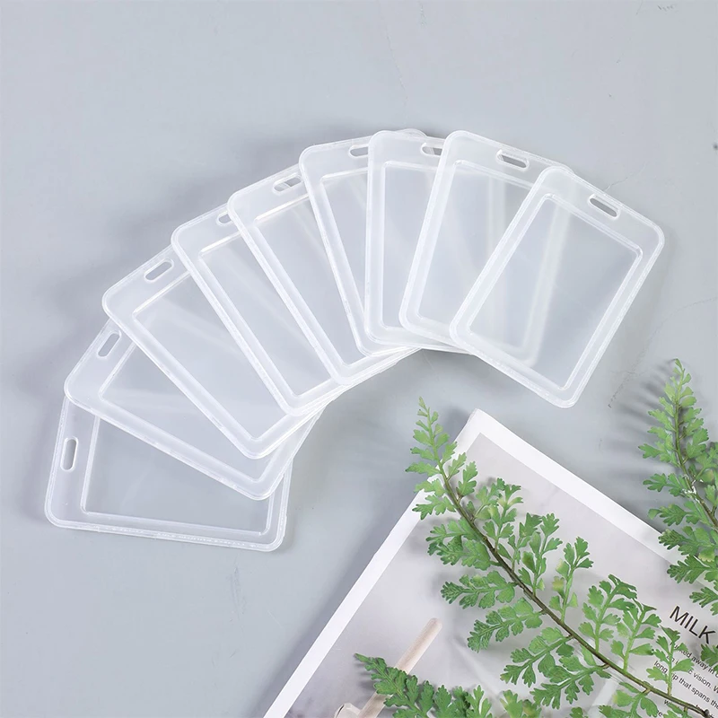 10Pcs Transparent ID Card Holder with Lanyard Waterproof Plastic Name Tag Badge Cover for Student Bus Card Office Access Pass