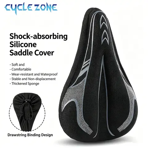 Cycling Bike Seat Cover Shock Absorbing Breathable Bicycle Saddle Pad Anti-Slip Drawstring Saddle Cover for MTB Road Bike