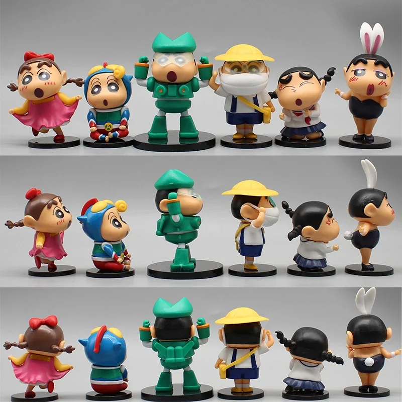 6pcs Cartoon Nohara Shinnosuke Series Crayon Shin Chan Action Figure Set Xiaoxin Figure Cos Doll PVC Model Toy Kid Birthday Gift