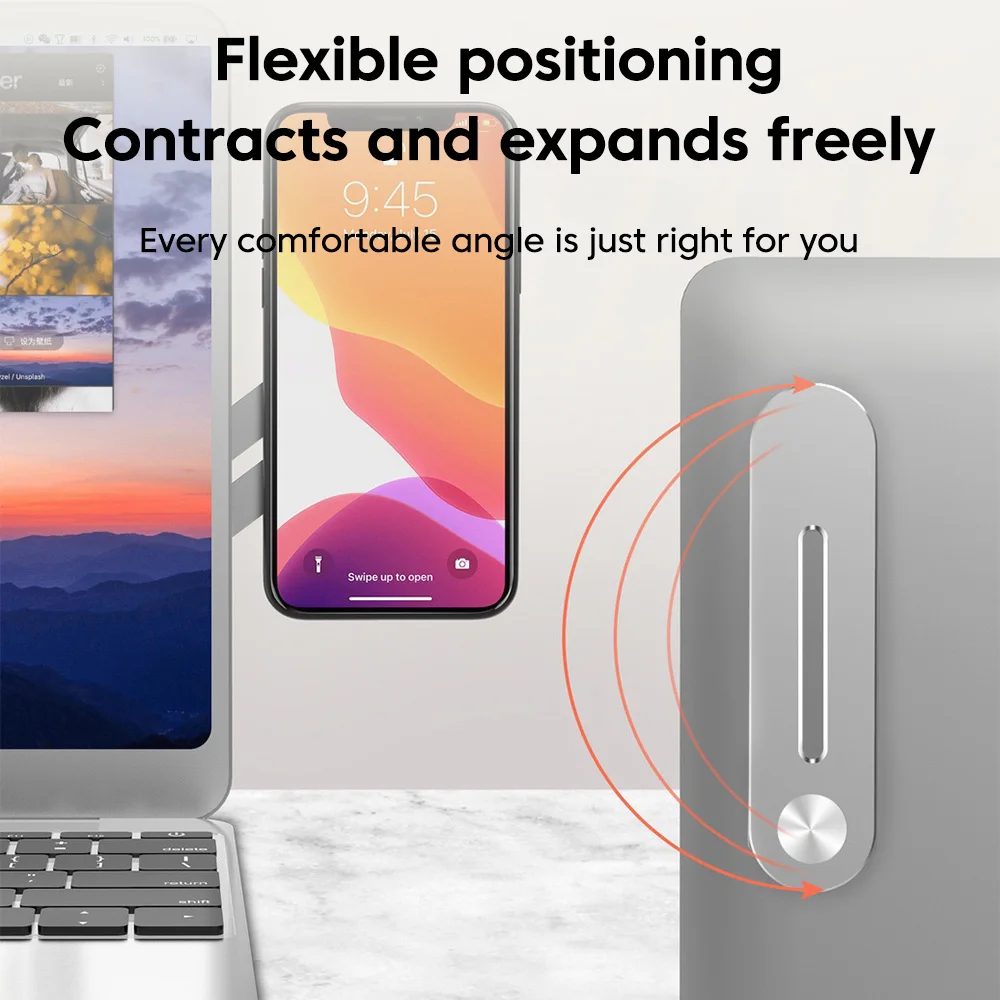 Strong Magnet Detachable Monitor Side Phone Stand Portable Split Screen Display Expansion Rack Student Online Class Multi-Device