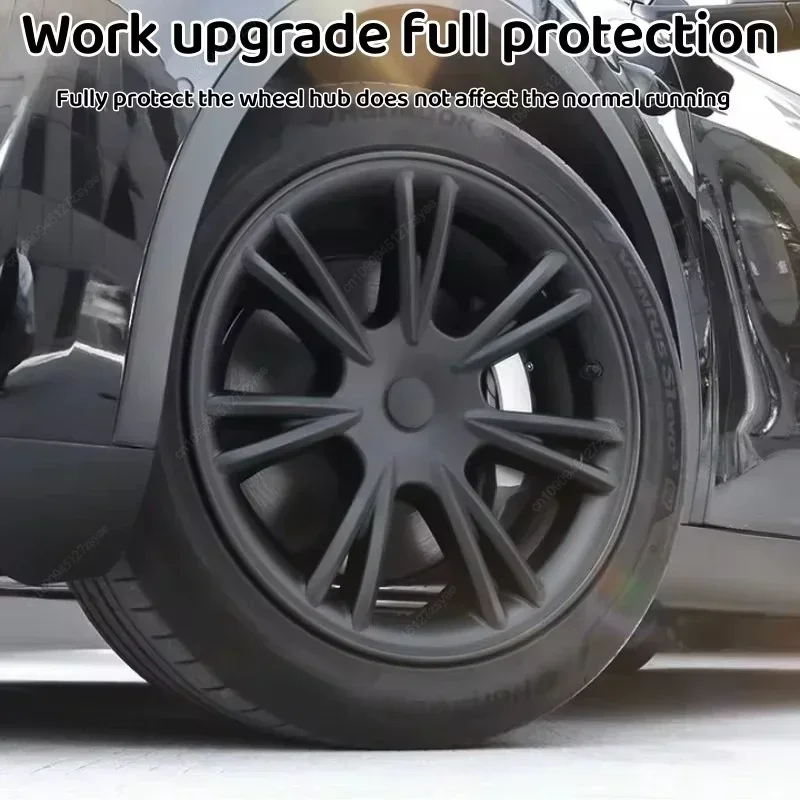 

4PCS For Tesla Model Y HubCap Performance Automobile Replacemen Hub Cap Full Rim Cover 19 Inch Wheel Caps 2020-2024 Matte Black