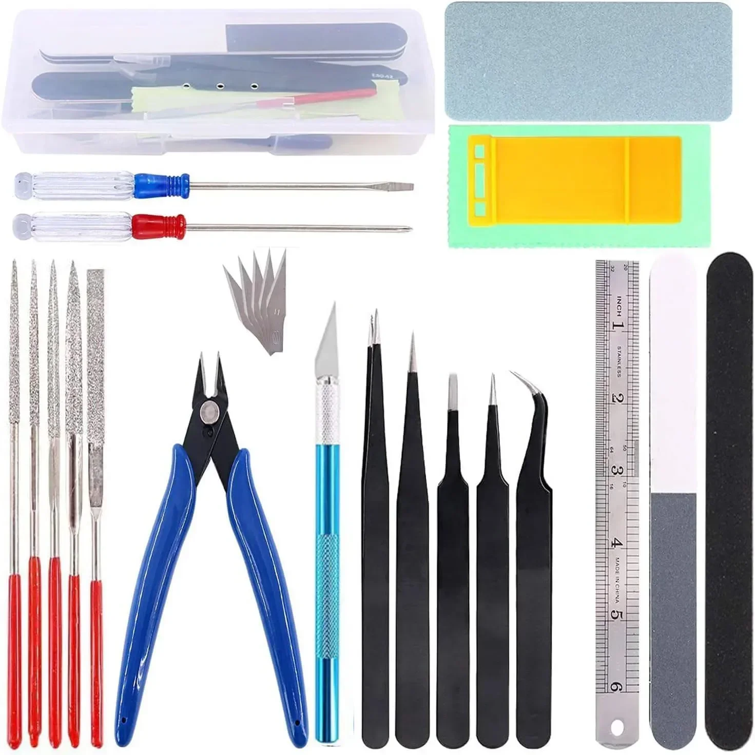 Gundam Model Build Basic Tools Military Model Hobby Making Repair Assembly Tool Tweezers Pliers Sandpaper DIY Craft 13pcs 25pcs