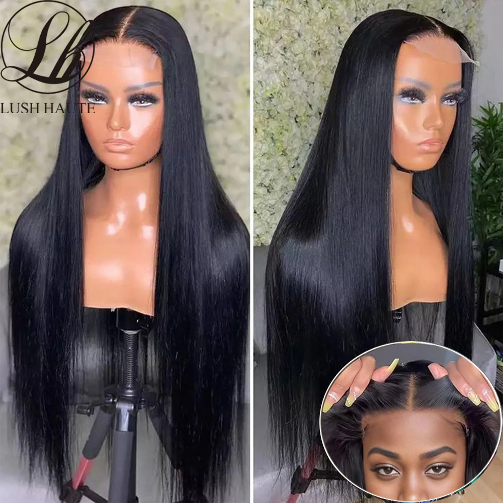 

4x4 Straight Lace Closure Wigs Easy To Wear Glueless Wigs Synthetic No Glue Pre Plucked Pre Cut HD Lace Frontal Wigs For Women