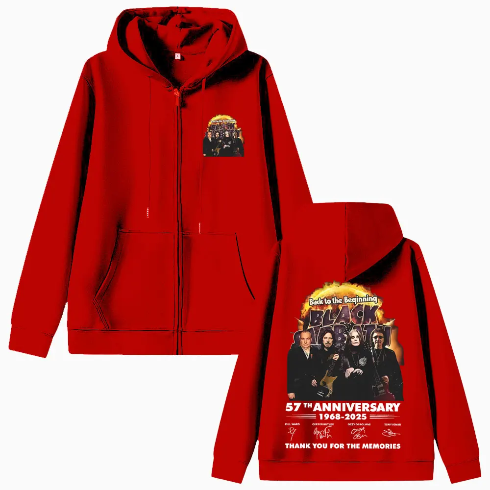 Rock Band Black Sabbath Ozzy Osbourne Back To The Beginning Thank You for The Memories Zipper Hoodie Men Heavy Metal Zip Up Coat