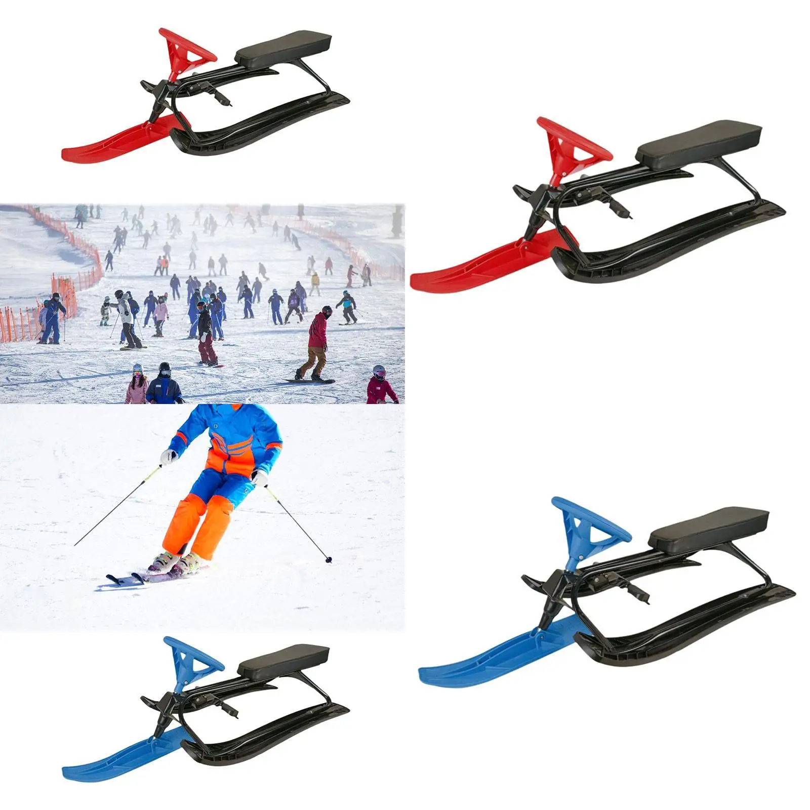 

Snow Sled with Steering Wheel and Brake, Winter Toy Outdoor Downhill Sled, Unique Ski Sled, Ski Slider for Girls Adults