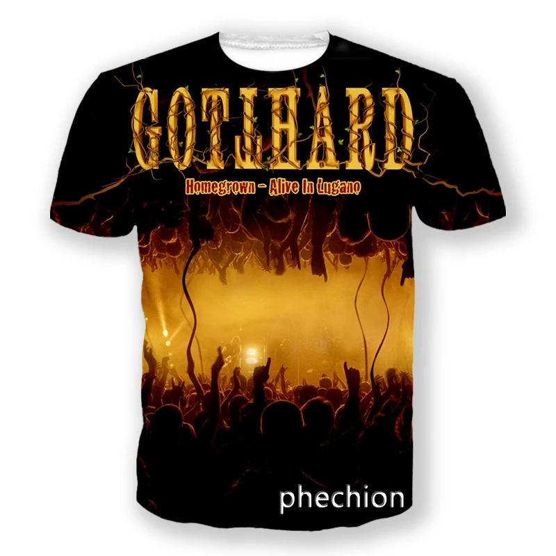 phechion New Fashion Men/Women Gotthard Band 3D Print Short Sleeve T-Shirt Casual Hip Hop Summer T Shirt Tops S188