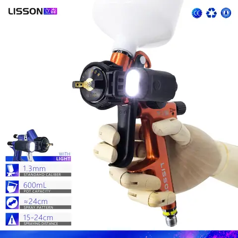 1.3mm 고효율 스프레이 건(LED 조명 포함) – 자동차 차체 수리, 자동차 도색 및 가구 마감을 위한 정밀 분무