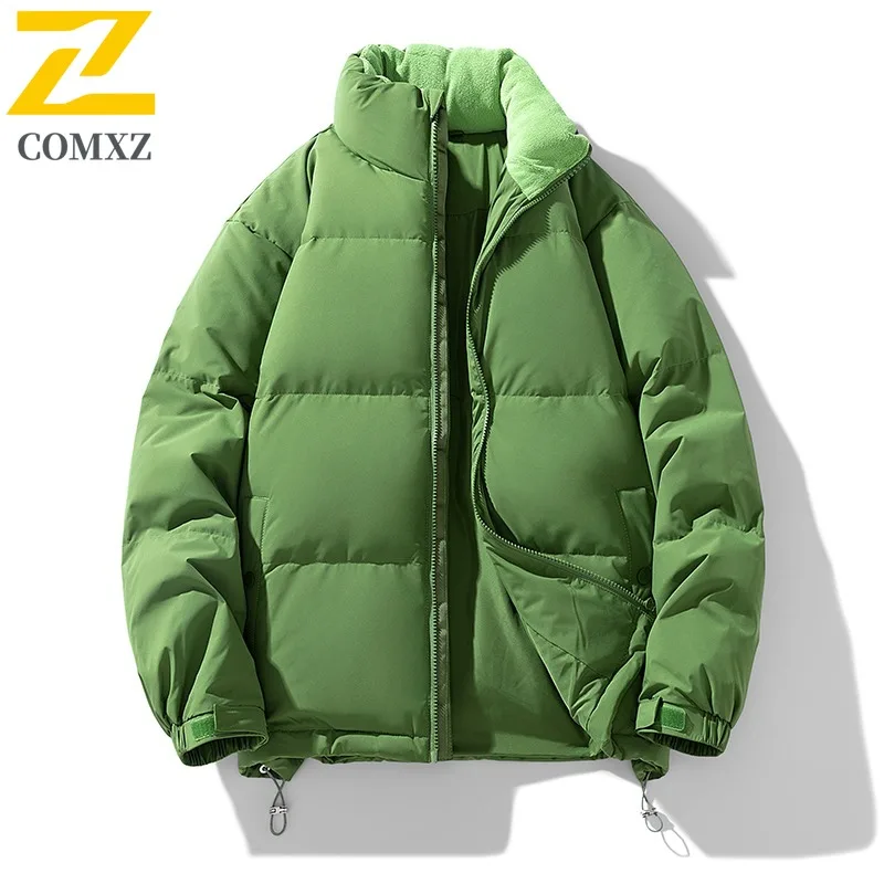 COMXZ Luxurious New Down Jacket Stand Collar Camping Warm Parkas Loose Minimalist Thickened White Duck Down Padded Coat