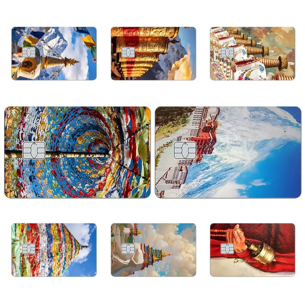 Scenery Of Tibet Card Stickers Cartoon Decorative Small Waterproof Chip 4PCS Card Sticker New Anti-Scratch