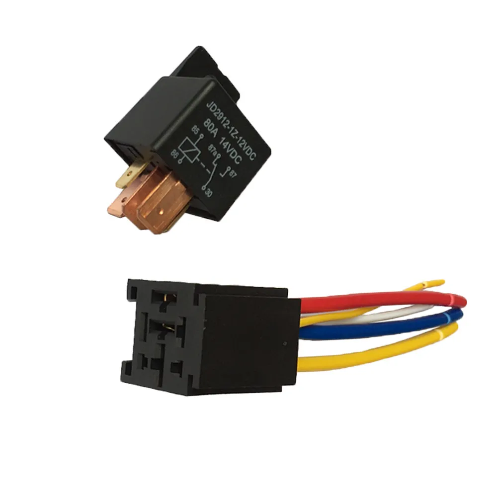 Car Relay 5 Pin 12V 80A with Excellent Relay Output Current Drive Capability for Automobile Alarm Horn Headlight Control Black