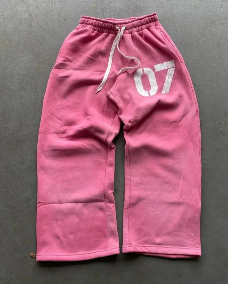 Y2K 2 piece sets Sweatshirt oversized clothes vintage Men Women streetwear Letters Baggy Sweatpants Drawstring Sports Street Set