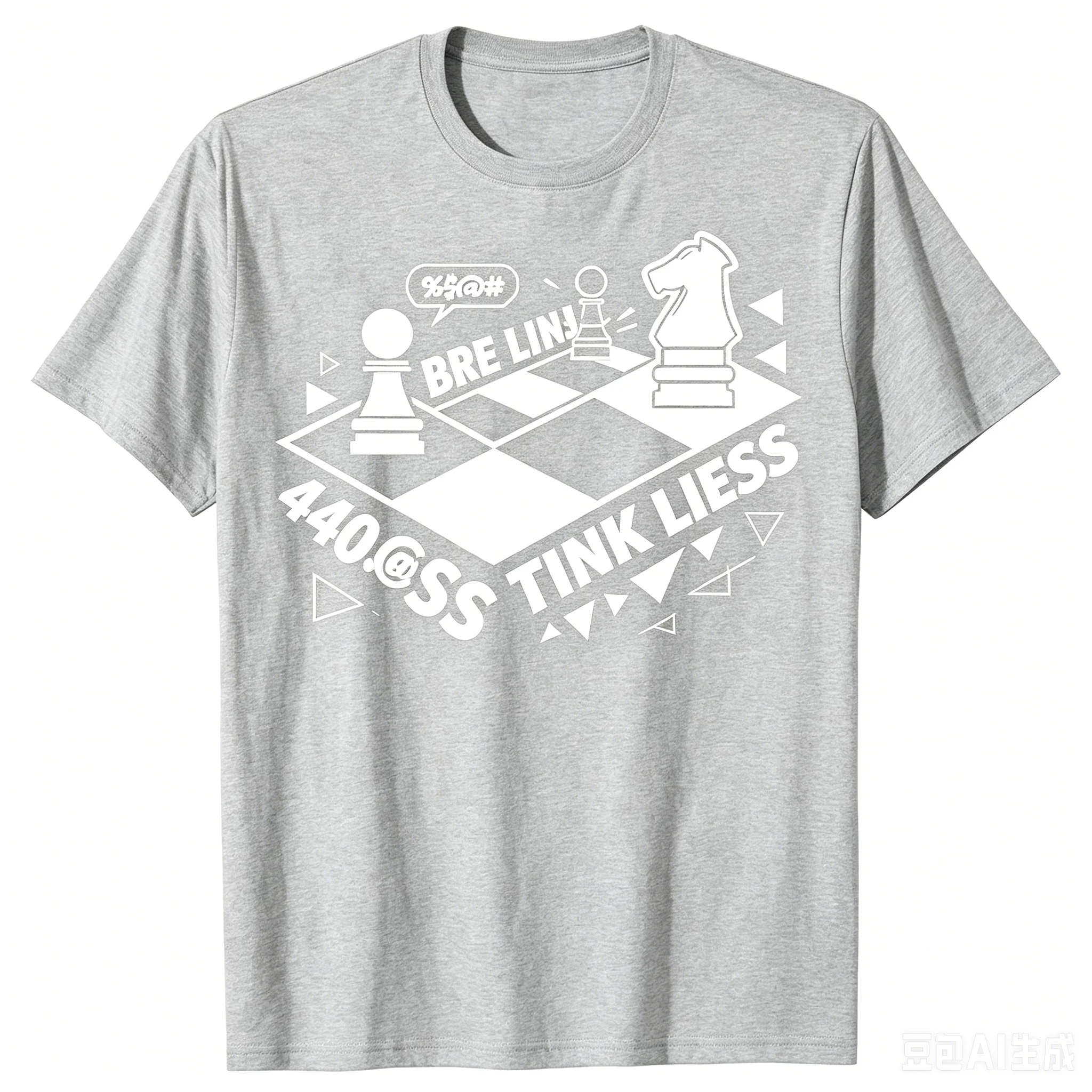 Chess Pawn Knight Funny Swear Graphic Men Basic Crew Neck T-Shirt
