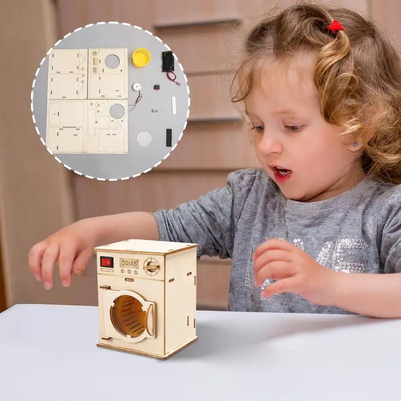 Kit STEM per bambini Kit scientifico STEM Lavatrice Set di costruzione in legno Esperimento artigianale Progetto Puzzle Rompicapo educativo
