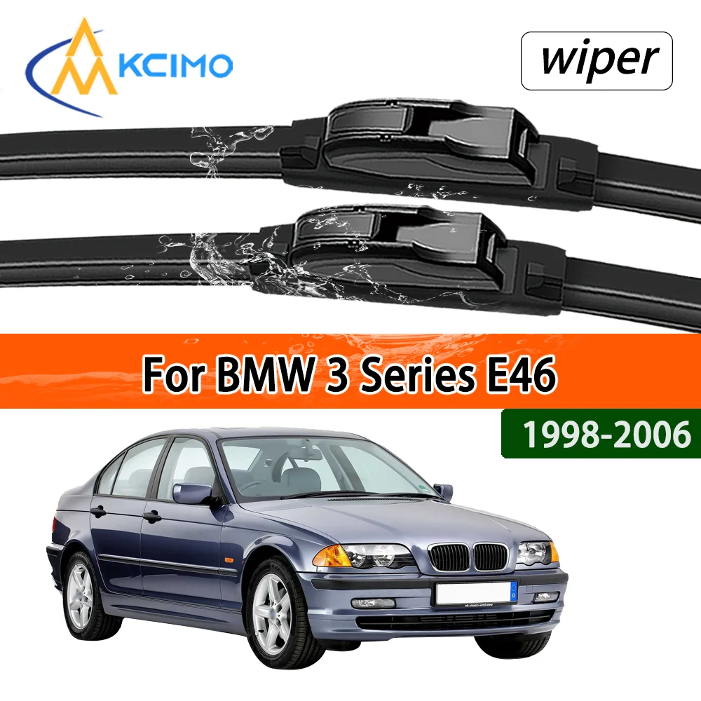 Silent Black Frontwischerblätter-Set für BMW 3er E46 1998–2006 1999, Zubehör für Auto-Windschutzscheibe, Windschutzscheibe, Fensterwischer
