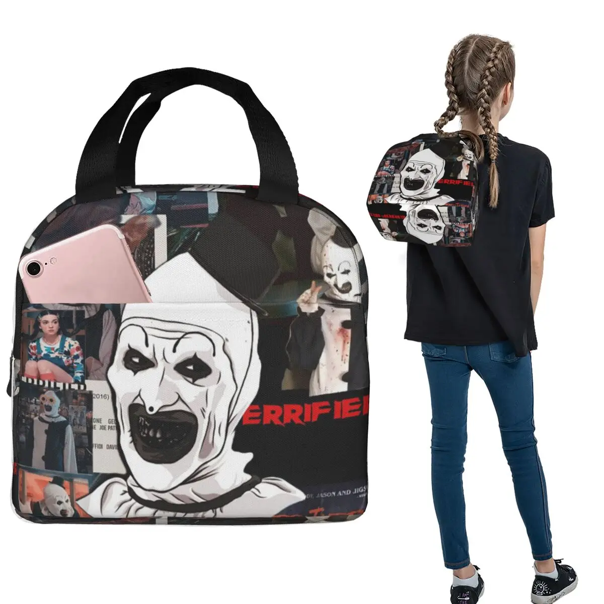 

Terrifier Lunch Bags Insulated Bento Box Portable Lunch Tote Resuable Picnic Bags for Woman Kids Office