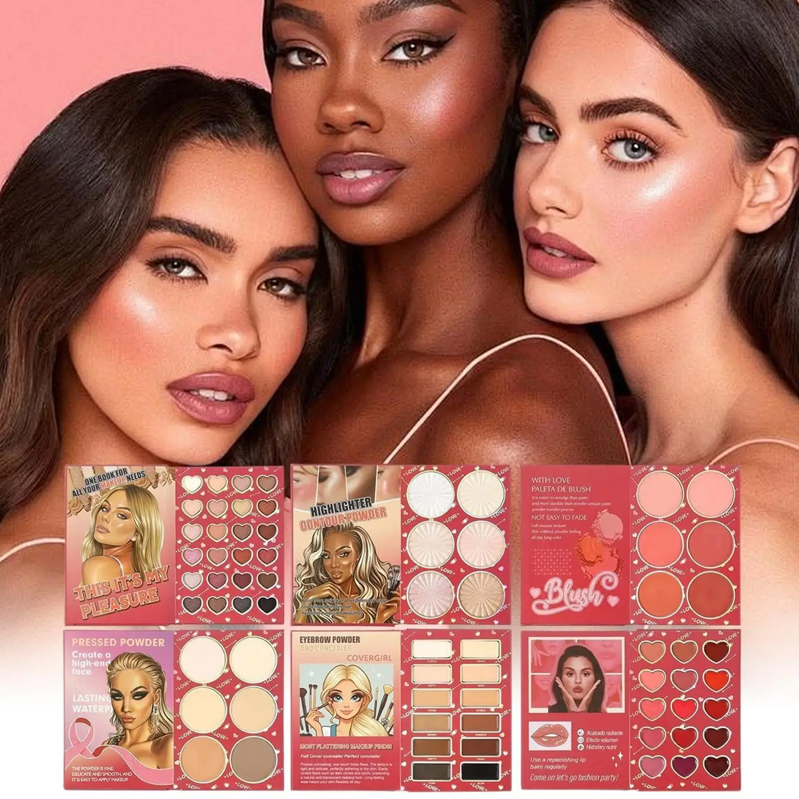 多機能アイシャドウパレット マット＆パール調ブラッシュハイライター付き メイクアップコスメキット 6パネル マット＆シマー