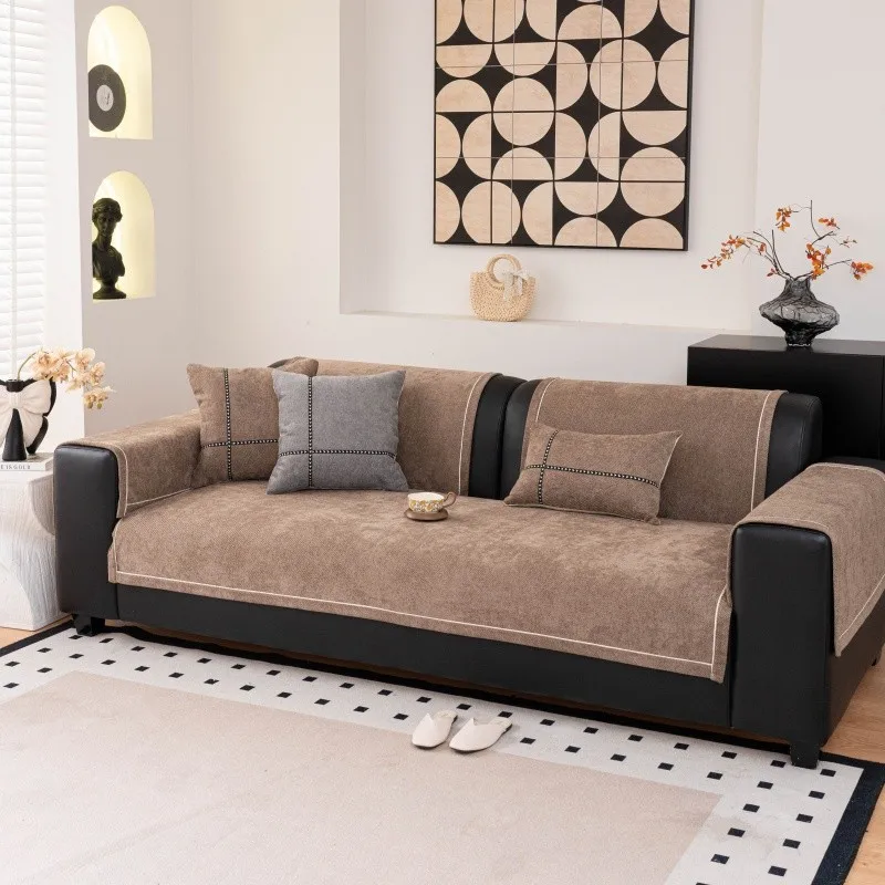 Thickened Chenille Non-Slip Sofa Cushion, Modern Wear-Resistant Couch Protective Cover for Living Room Home Use