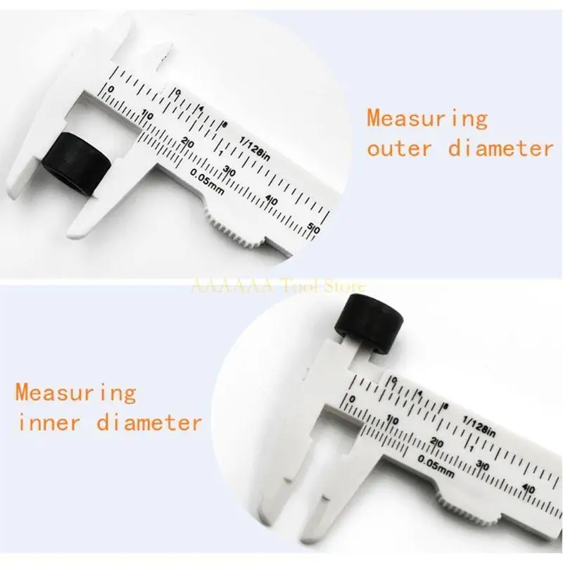 A2BE 2pc 0-80mm Double Rule Scale Plastic Vernier Caliper Measuring Student Mini Tool