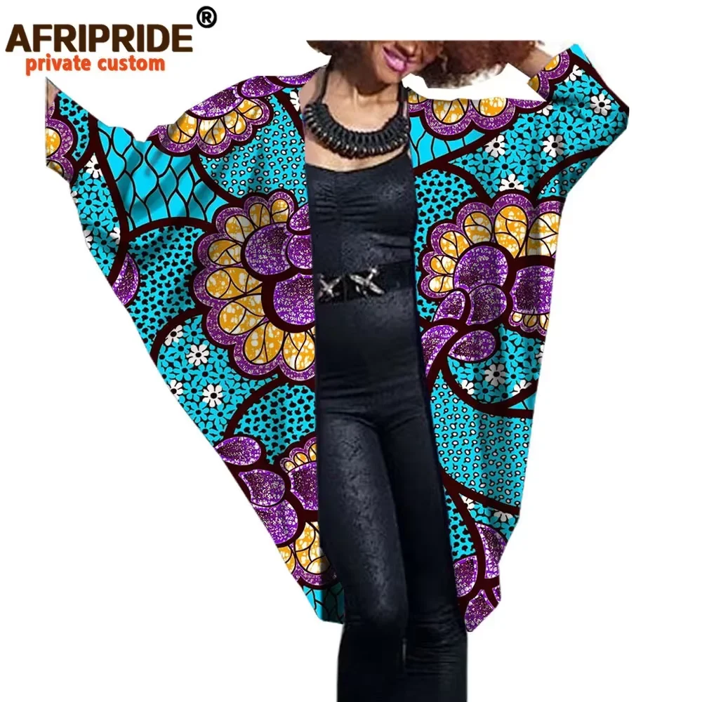 

2026African Clothes for Women Bat Coat Private Custom Autumn Casual Female Cloak Coat Super Batik Cotton Plus Size A722416