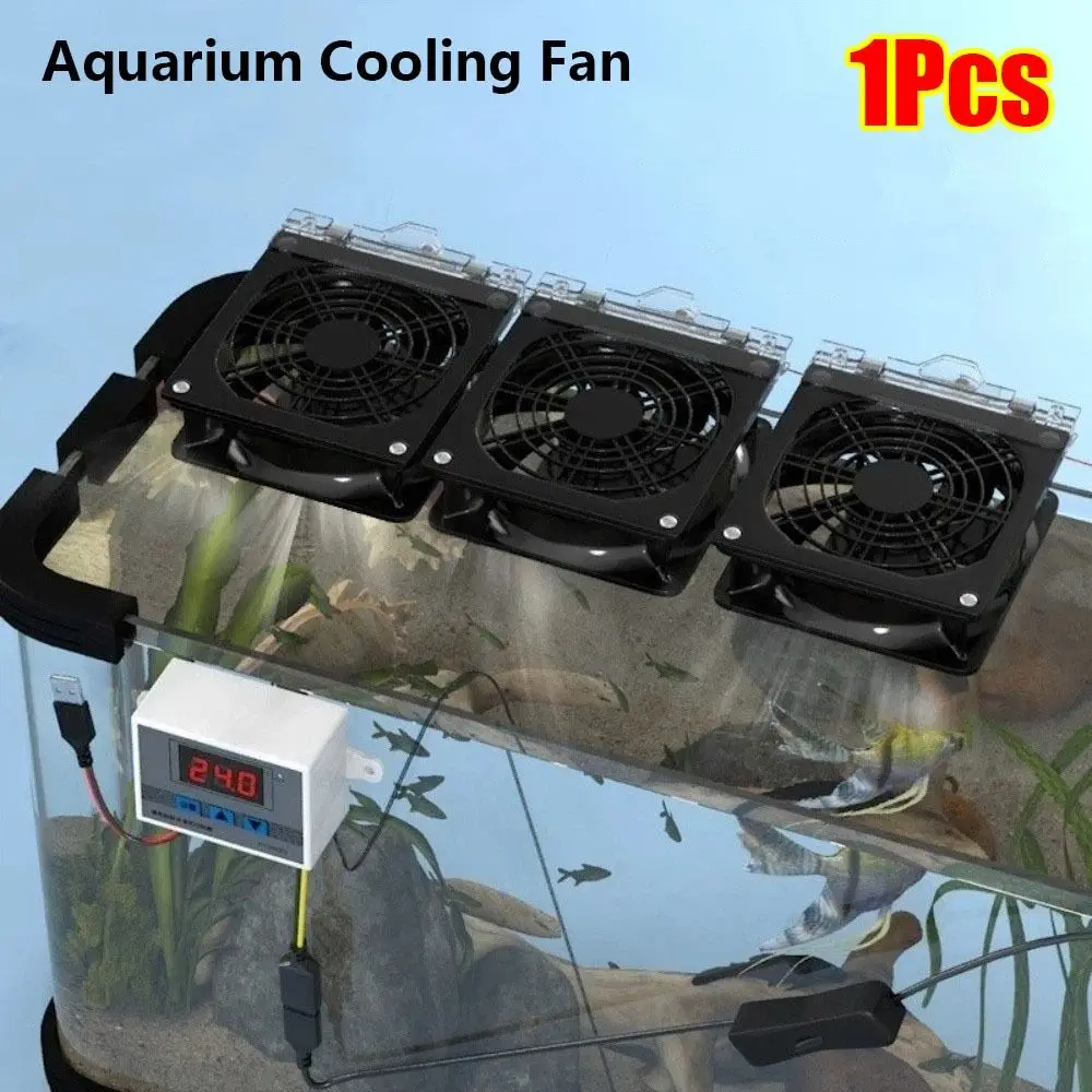 1Pcs Adjustable Angle Aquarium Cooling Fan Variable Speed Quiet Aquarium Chiller Fan Mini Portable USB Fish Tank Fan