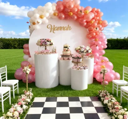 

4pcs/set) White Metal Backdrop Wedding Decoration Arch Frame plinth stand qq212