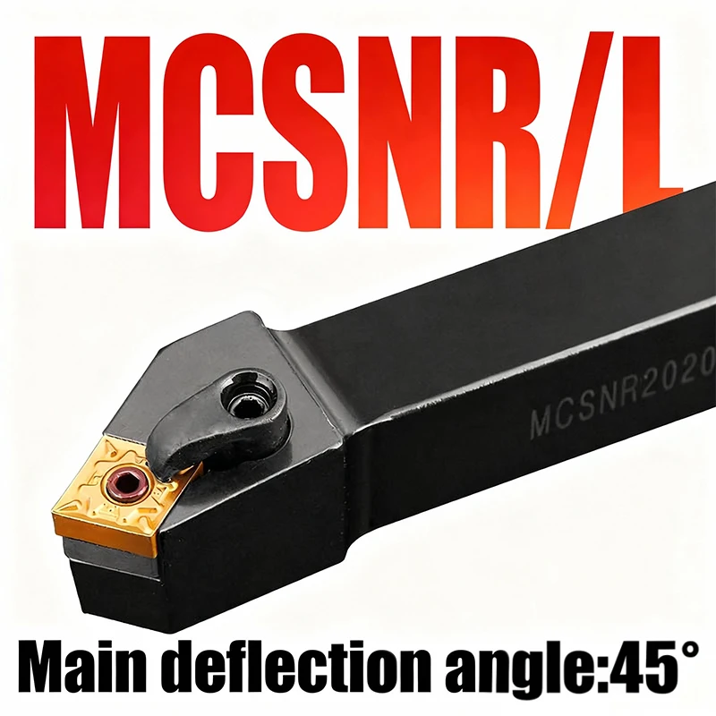 porte outil tour a metaux MCSNR2020K12 MCSNR2525M12 Porte-outil de tournage externe, 1 pièce, CNMG Inserts en carbure, ensemble d'outils de coupe de tour MCSNR cutter lathe tool
