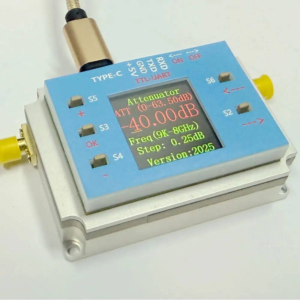 9K-8GHz/9K-12GHz 60dB Digital Programmable Controlled Attenuator Module with TFT Display SMA Female Connector