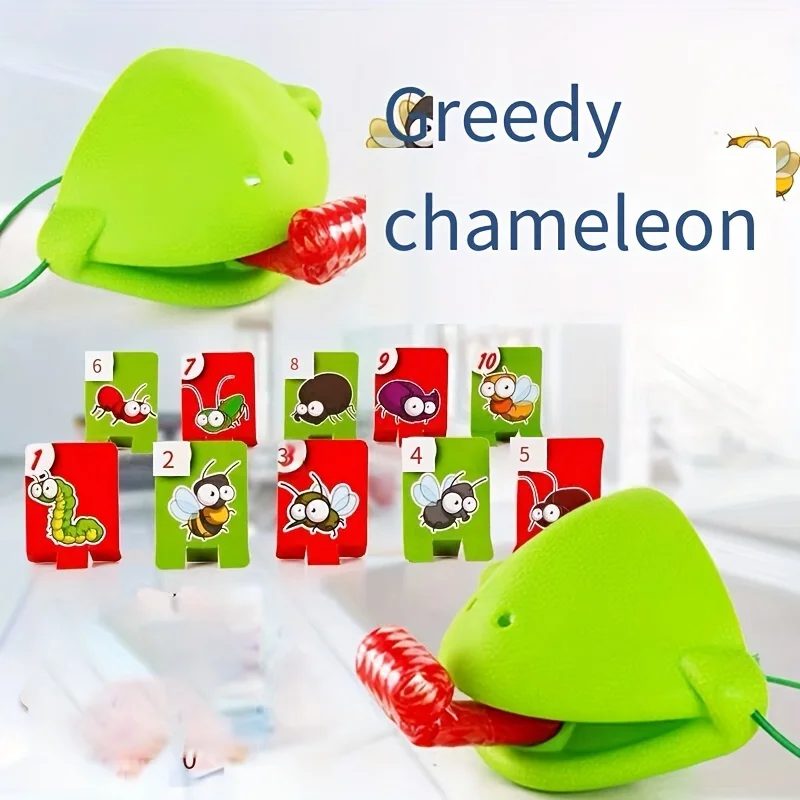 4pcs Frog Tongue & Color-Changing Lizard Board Game, Greedy Snake Cards, Party Interactive Mini-Games, Simple and Fun