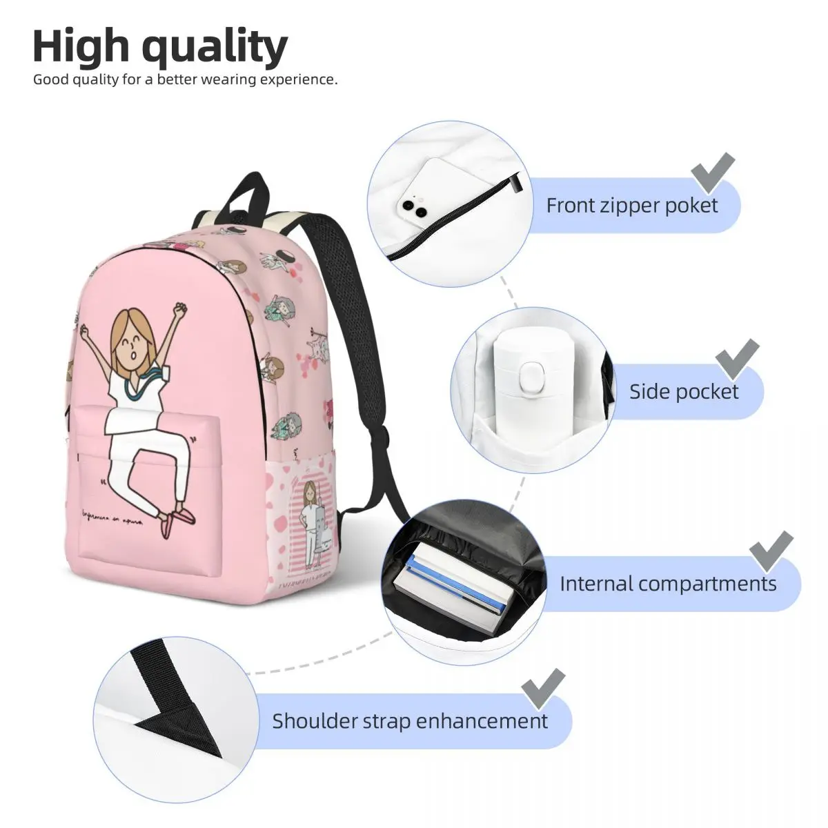 Mochila clássica leve para médico e enfermeira, mochila de negócios para mulheres, bolsa de ombro para computador portátil para estudante, leve