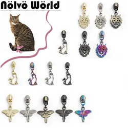 5/20/200PCS Lion/Skull/Cat Bird Shape 5# Nylon Metal Zipper Head For Clothing Purse Bags Puller Slider Repair Kits Accessories