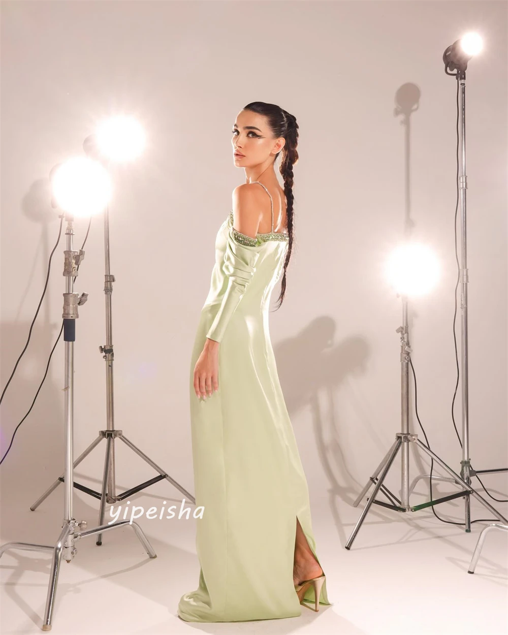 Prom Dress Saudi Arabia Satin Beading Homecoming A-line Off-the-shoulder Bespoke Occasion Gown Long Dresses