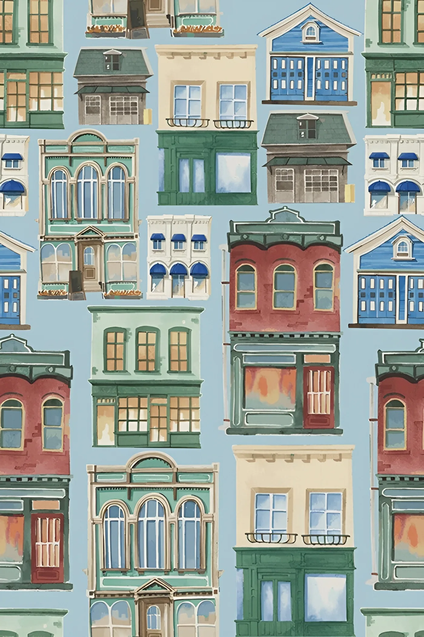 Coastal Cottages Peel and Stick Wallpaper Blue Ocean Theme Self Adhesive Wallpaper Removable Contact Paper for Bedroom Furniture