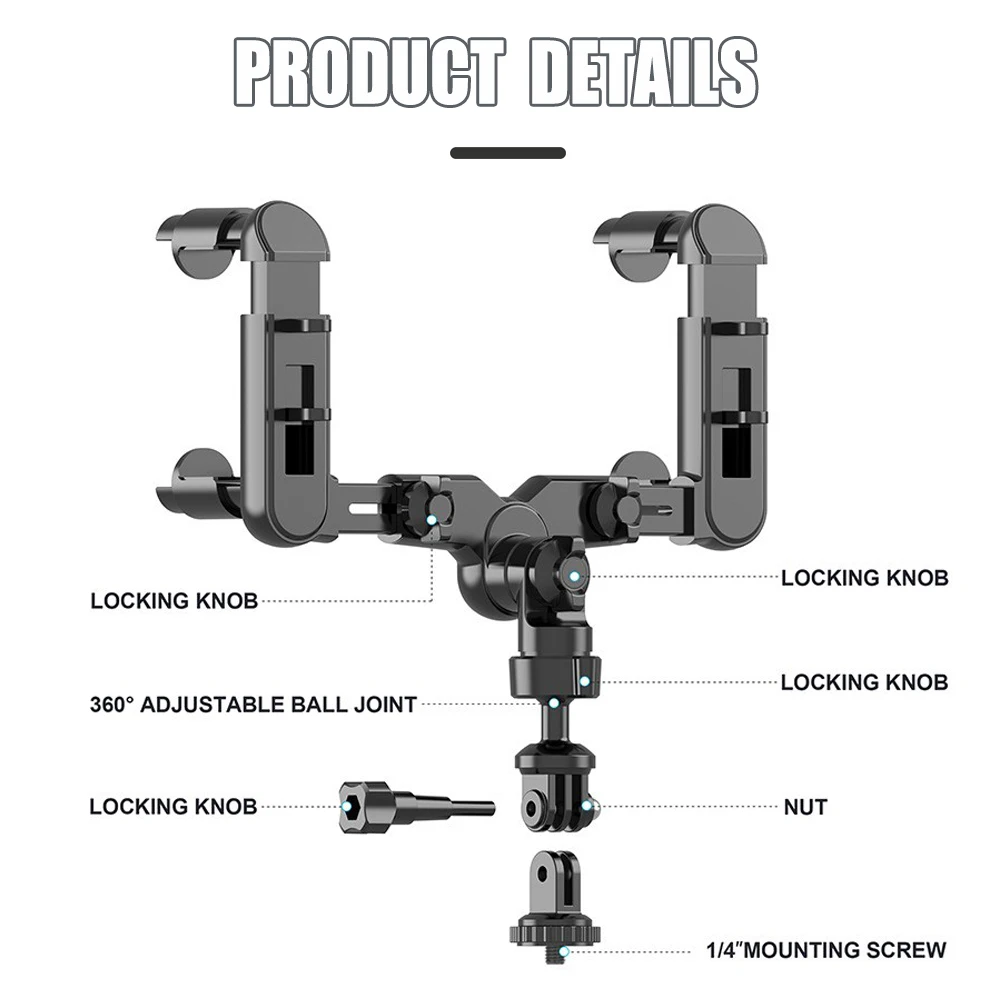Rearview Mirror Action Camera Mount 360° Rotatable Car Phone Holder for Dash Cam GoPro Insta360