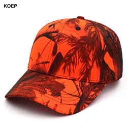 KOEP 야외 낚시 모자, 정글 나무 오렌지 위장 야구 모자, 사냥 모자, 면 아빠 스냅백 모자, KBRT5